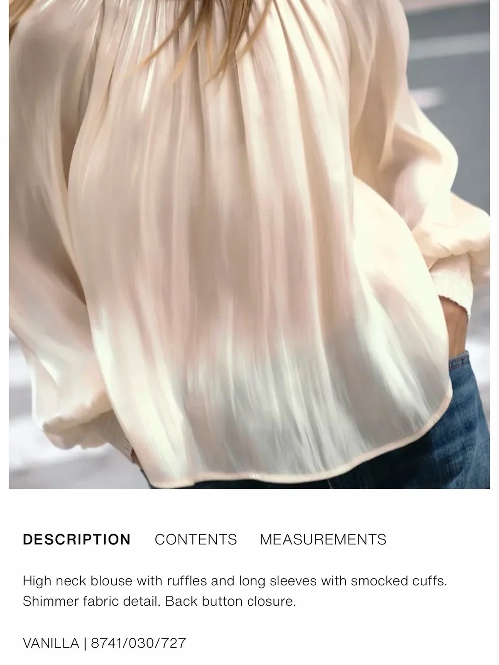 Women's SATIN EFFECT SHIMMER BLOUSE Cream Pleated High-Neck Blouse
